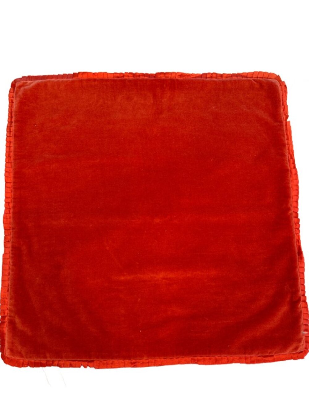 Cranberry Velvet Pillow Cover with Pleated Frill